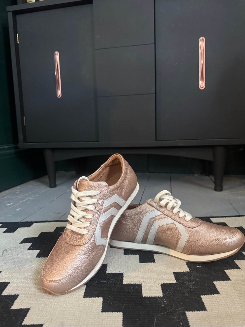 The Root Collective Metallic Rose Gold Women’s Low-Profile Lace-Up Sneakers